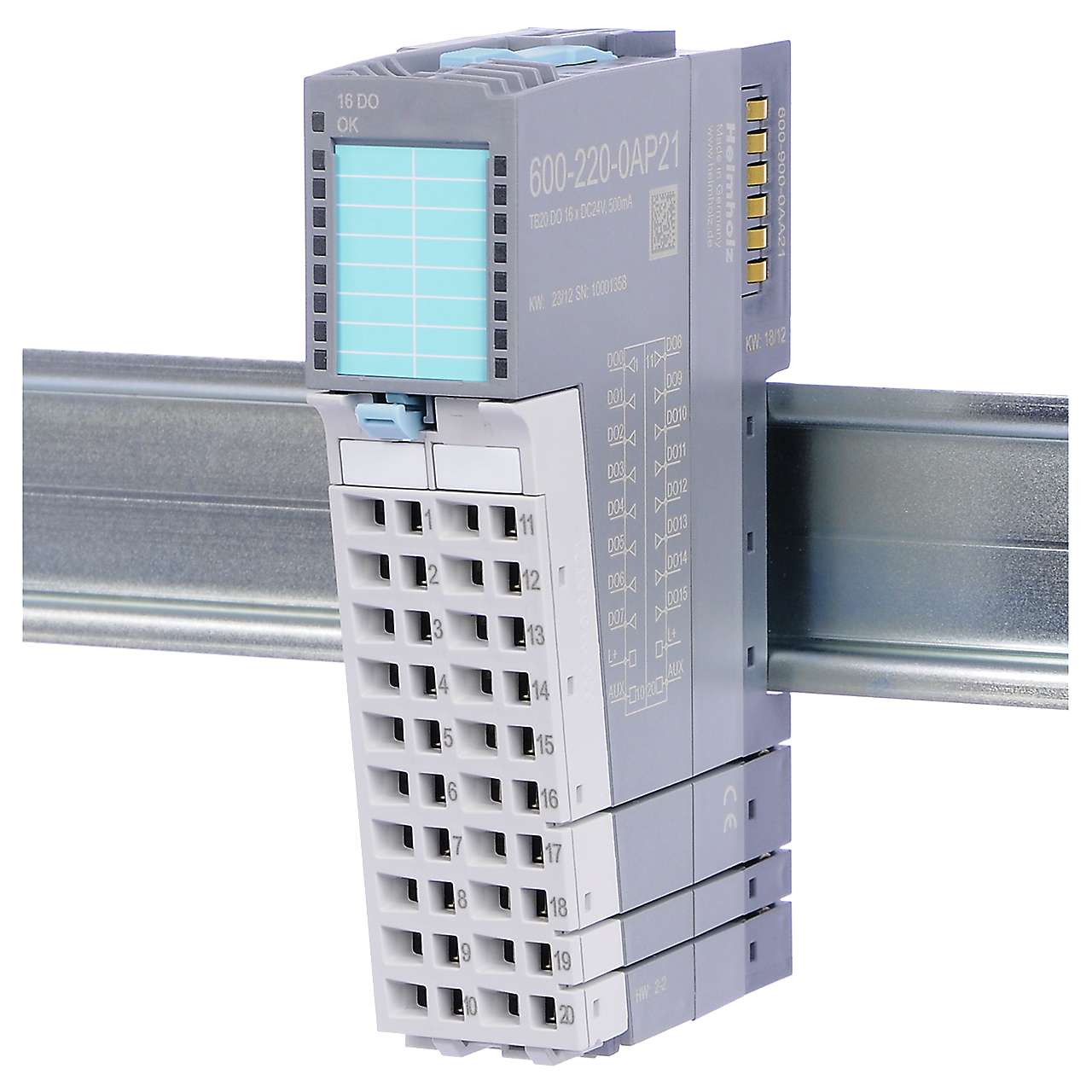 Helmholz TB20, Modulo Salidas Digitales - DO 16x DC 24 V, 500 mA 600-220-0AP21