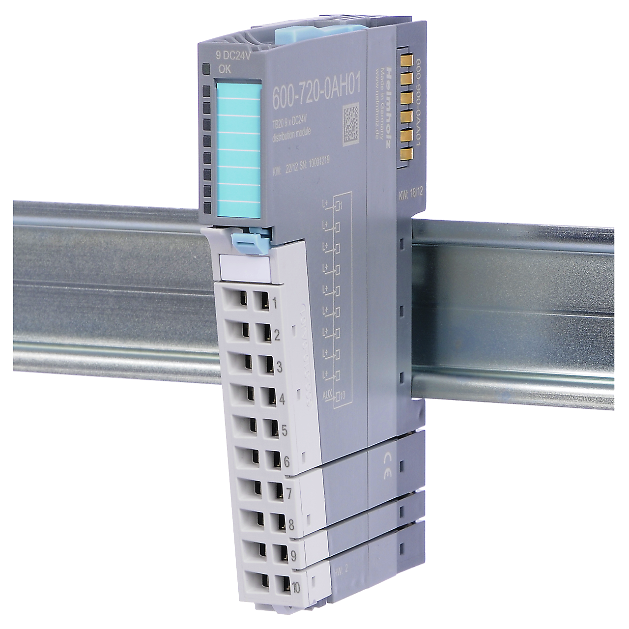 Helmholz TB20, Distribuidor de Voltaje - 9x DC 24 V 600-720-0AH01