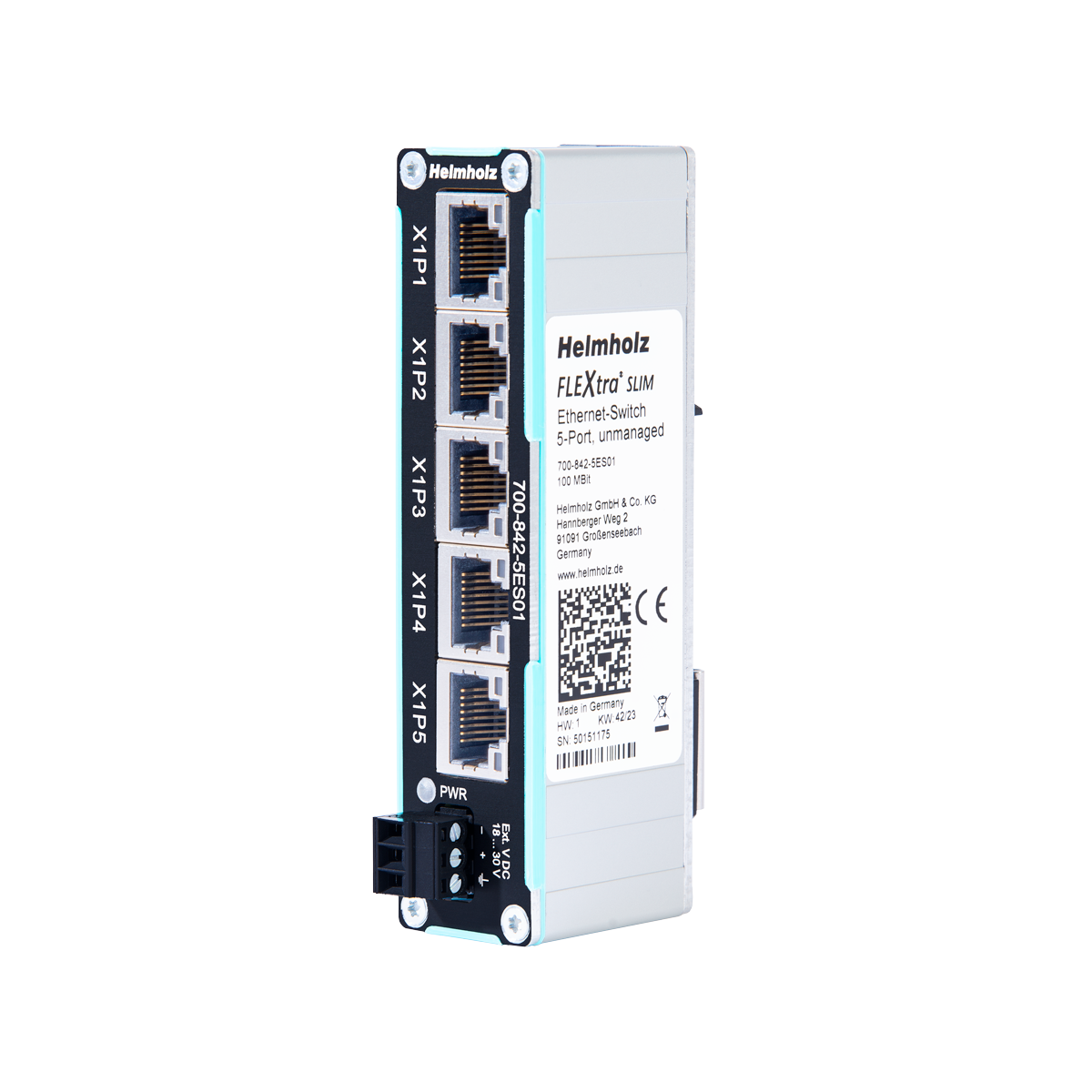 Helmholz Flextra Slim Ethernet Switch 5x RJ45 10/100 Mbit 700-842-5ES01