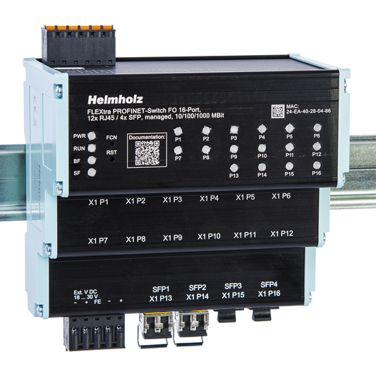 Helmholz FLEXtra PROFINET-Switch FO 10 puertos 8x RJ45 / 2x SFP/SFP+, administable, 10/100/1000 MBit, montaje en riel DIN 700-856-8FO21