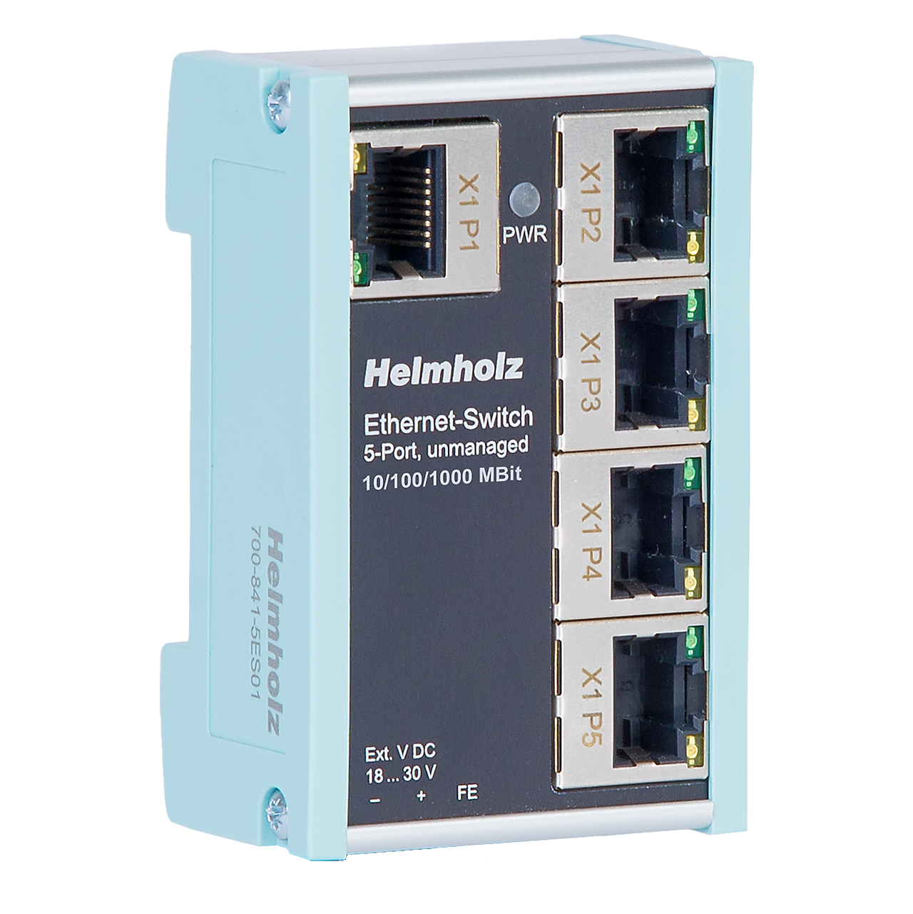 Helmholz Ethernet-Switch 5 puertos, no administrado, 10/100/1000 MBit montaje en riel DIN 700-841-5ES01