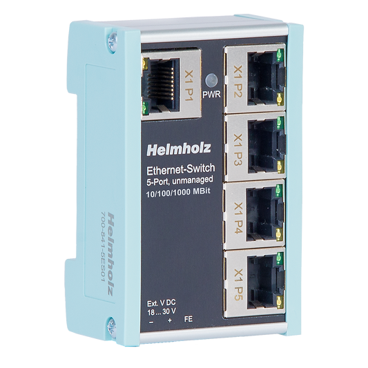 Helmholz Ethernet-Switch 5 puertos, no administrado, 10/100/1000 MBit montaje en riel DIN 700-841-5ES01