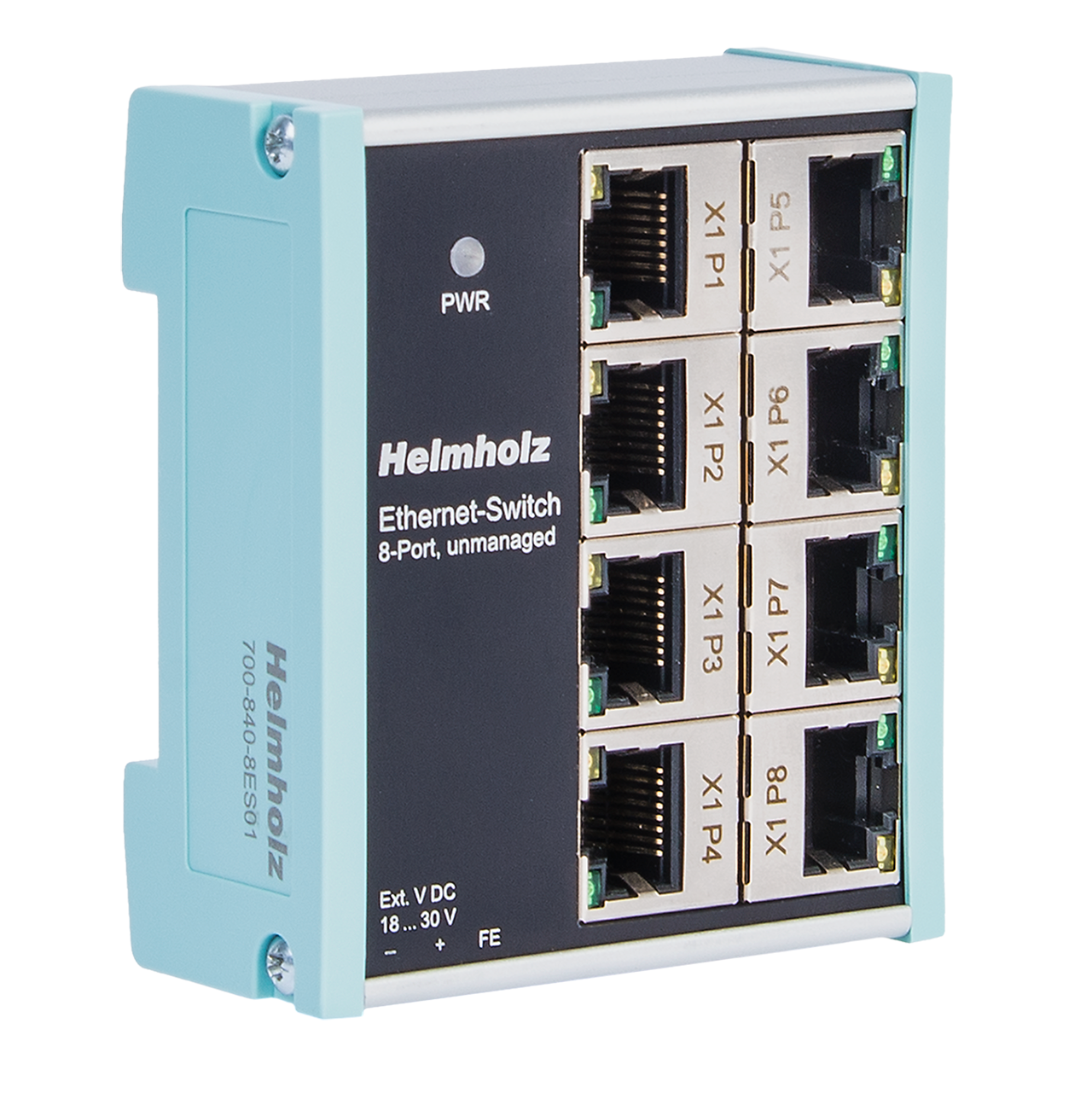 Helmholz Ethernet-Switch 8 puertos, no administrado, 10/100 MBit montaje en riel DIN 700-840-8ES01