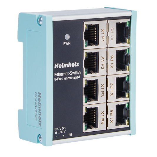Helmholz Ethernet-Switch 8 puertos, no administrado, 10/100 MBit montaje en riel DIN 700-840-8ES01